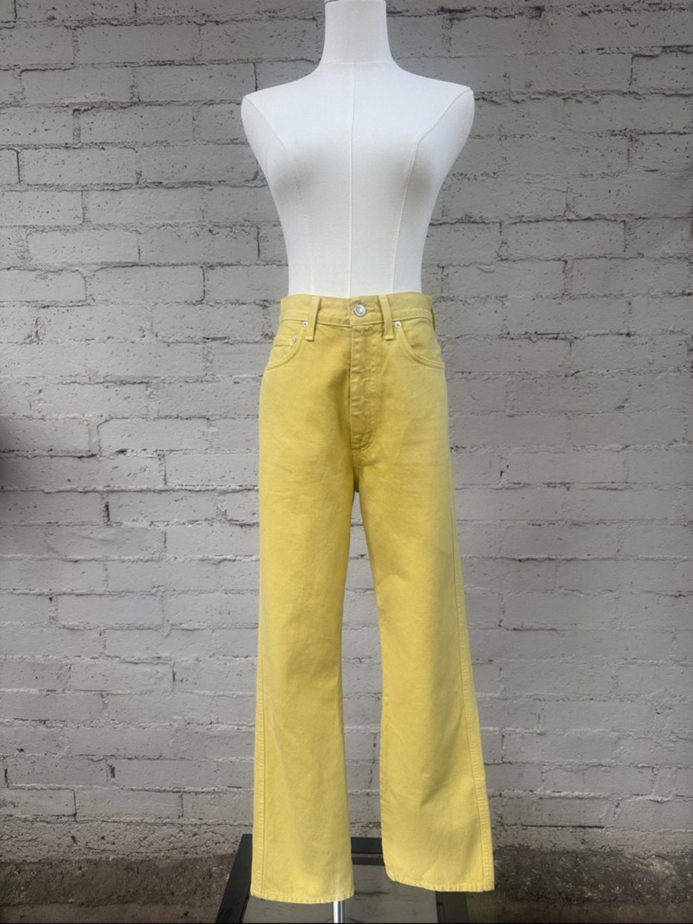 Agolde Pinch Waist High Rise Jeans Lemon Yellow Size 26 - Picture 4 of 16